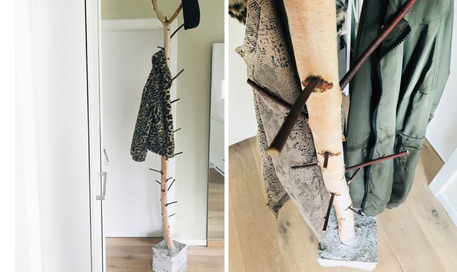 DIY- Garderobe mit Birkenstamm